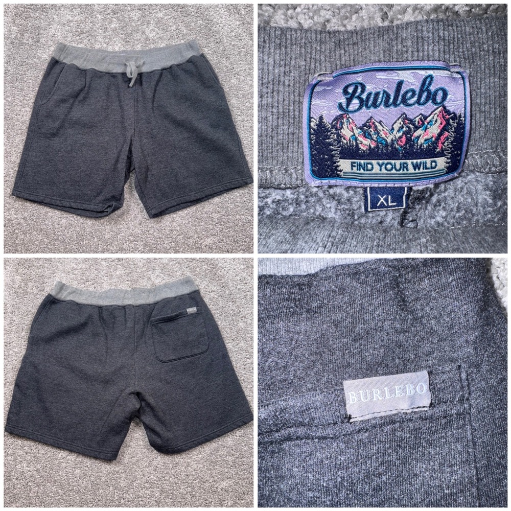 Burlebo Fleece Shorts Mens Drawstring Pockets Charcoal Grey XL EXCELLENT